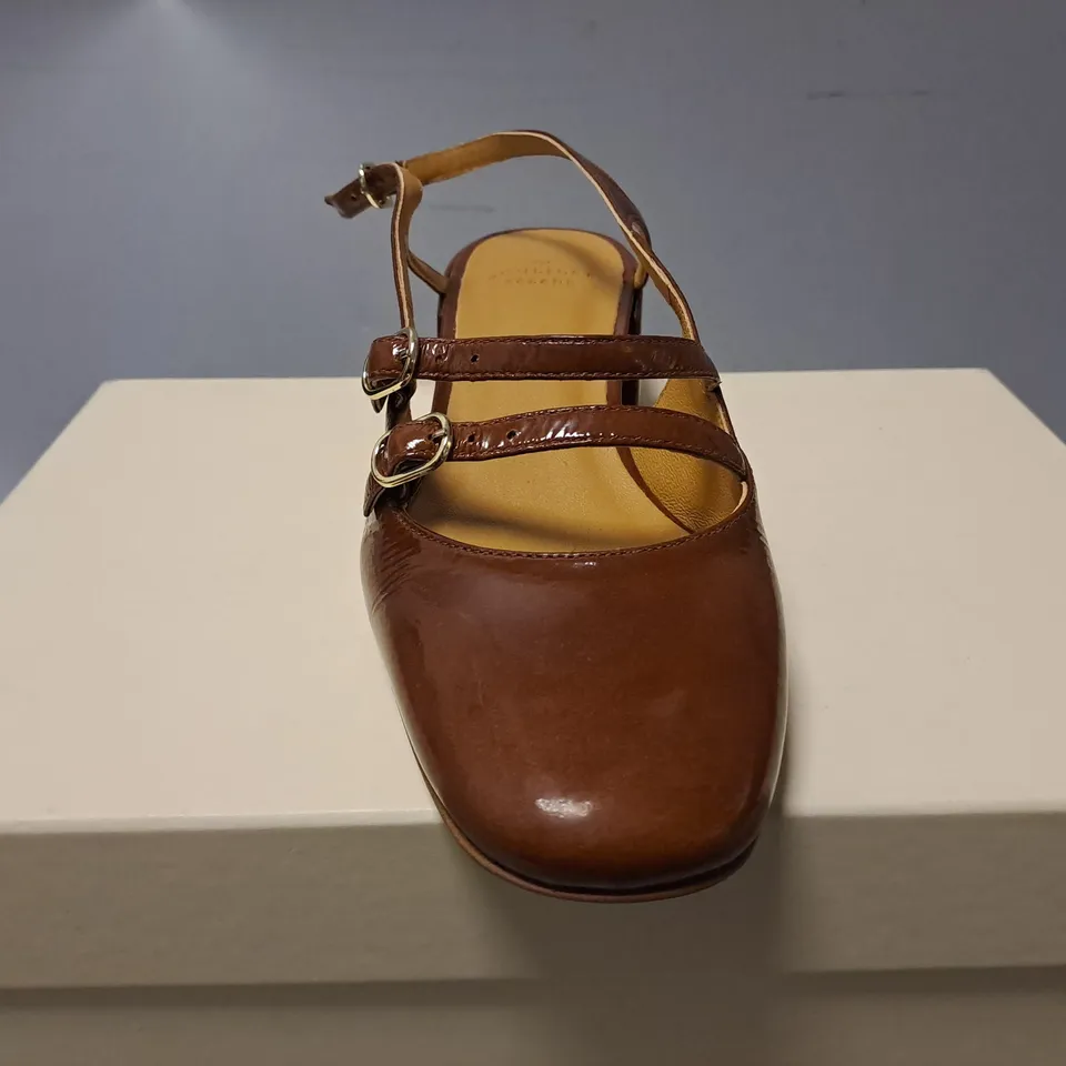 BOXED SEZANE BROWN WEDGE SMART SHOES - UK 4