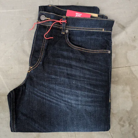 DIESEL REGULAR FIT MID-WAIST TAPERED LEG JEANS IN DARK BLUE SIZE 36/32