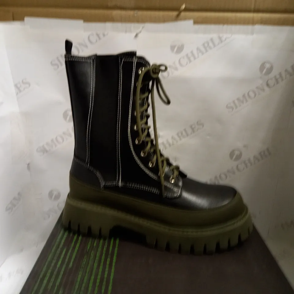 KOI VEGAN DYNASTY OF KREE KHAKI LACE UP BOOTS - SIZE 8