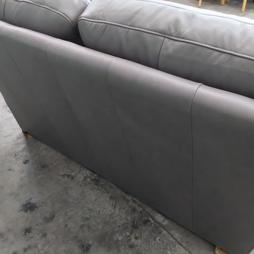 QUALITY BRITISH DESIGNER G PLAN SEATTLE 2.5 SEATER SOFA CAPRI GREY LEATHER 