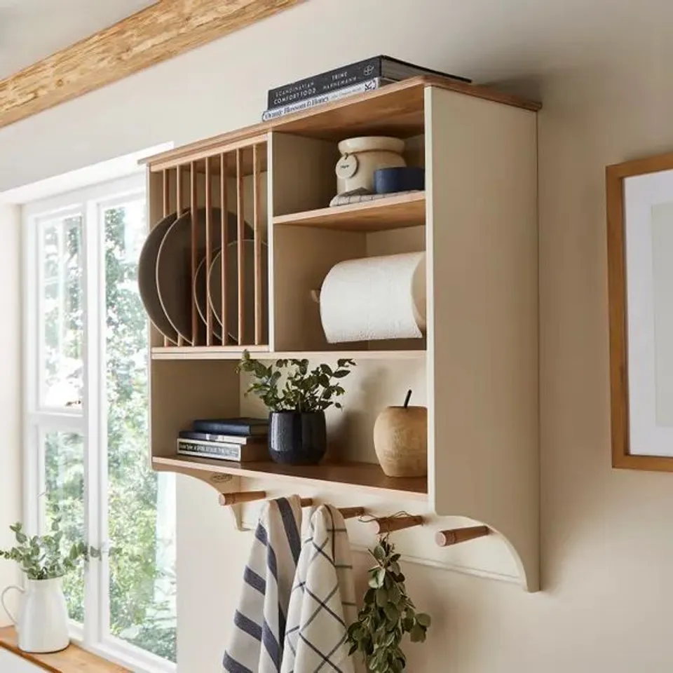 BOXED CHURCHGATE KITCHEN WALL STORAGE UNIT WITH PLATE RACK AND KITCHEN ROLL HOLDER (1 BOX)