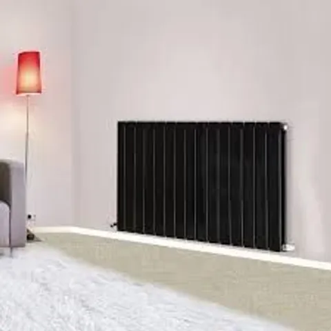 BOXED 600 x 1020mm HORIZONTAL DESIGNER RADIATOR DOUBLE BLACK FLAT PANEL (1 BOX)