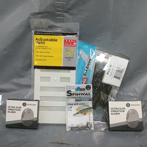 APPROXIMATELY 10 ASSORTED HOUSEHOLD ITEMS TO INCLUDE ADJUSTABLE VENT, ULTRA SLIM VIBRATION ALARM, ETC