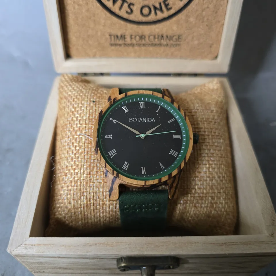 BOXED BOTANICA AUGUSTUS ZEBRAWOOD WATCH