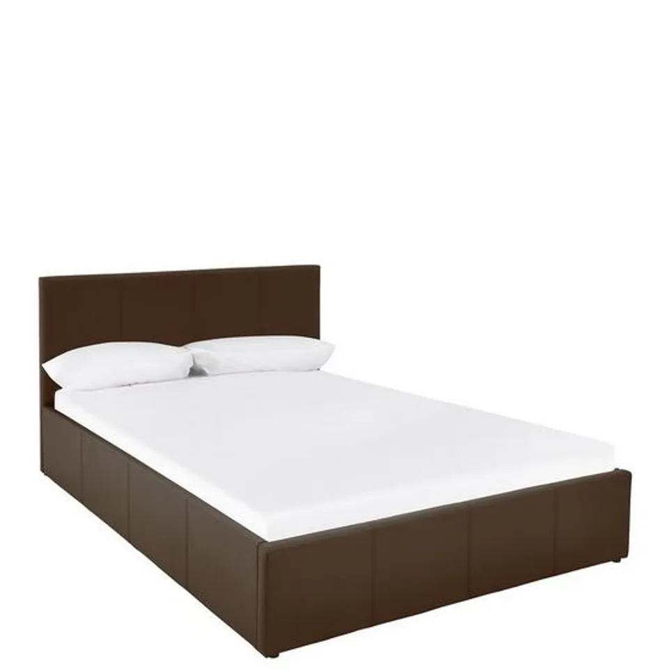 BOXED HARTFORD FAUX LEATHER DOUBLE BEDFRAME IN CHOCOLATE (2 BOXES)