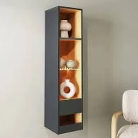 BOXED GFW LEON TALL SHELF UNIT WITH LED OAK/ANTHRACITE OAK (1 BOX)