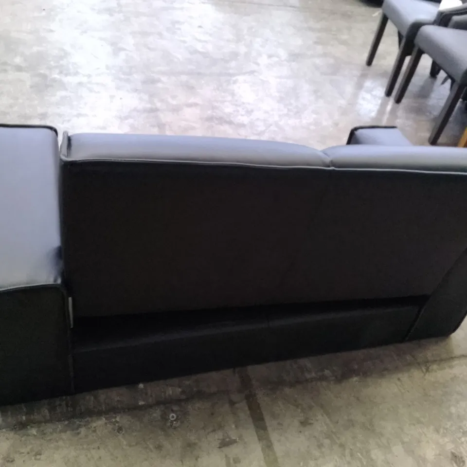 QUALITY DESIGNER ELLISON 2 SEATER SOFA - BLACK LEATHER