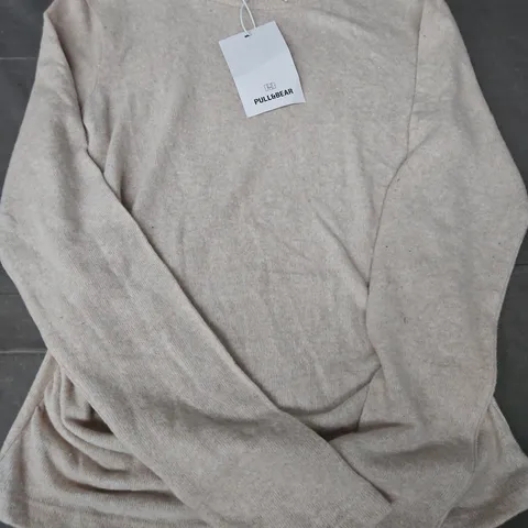 PULL & BEAR LONG SLEEVE TOP IN BEIGE SIZE LARGE