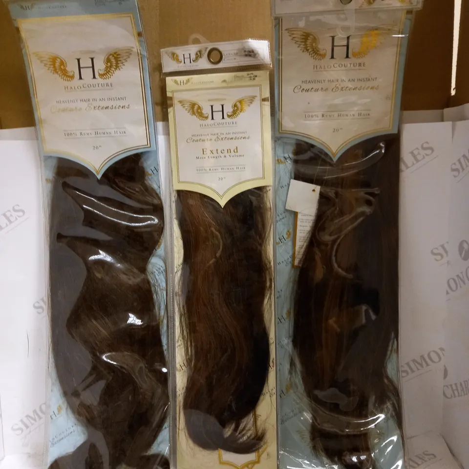 LOT OF 3 HALO COUTURE HAIR EXTENSIONS TO INCLUDE 2 X 20" #1B-30, 20" #3