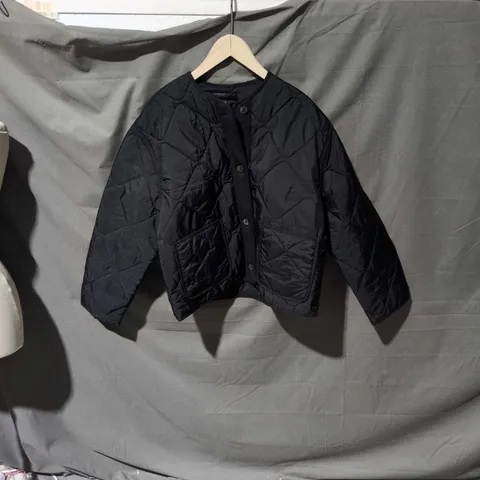 ZARA WATER-REPELLENT QUILTED JACKET, BLACK – XS