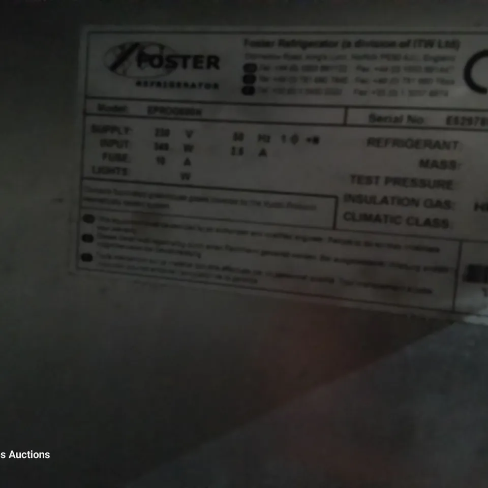 FOSTER TALL SINGLE DOOR FRIDGE Model EPROG600H