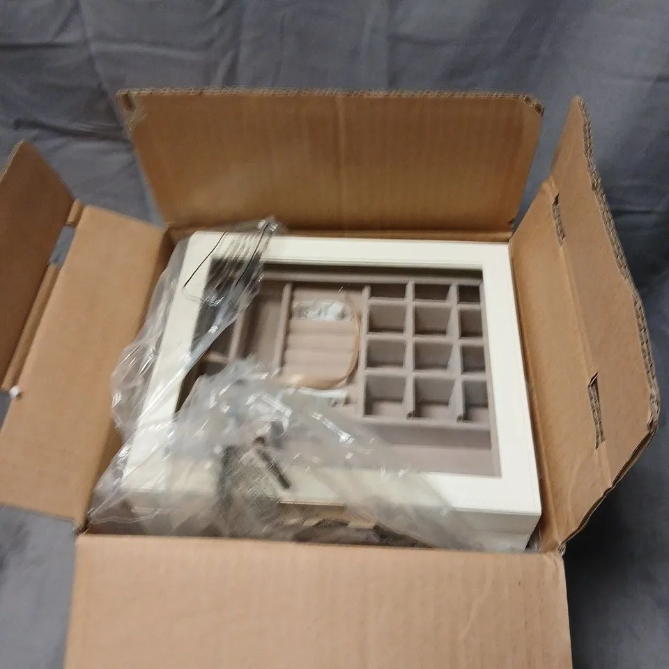 SONGMICS JEWELLERY BOX WITH GLASS TOP – JBC161W01, 3-DRAWER STORAGE