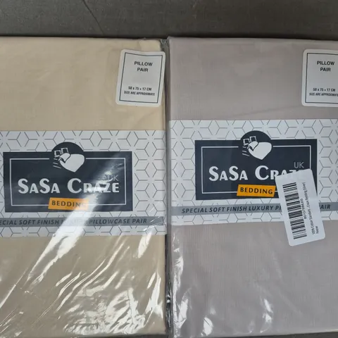 BOX OF APPROXIMATELY 8 ASSORTED SASA CRAZE PILLOWCASE PAIRS IN VARIOUS COLOURS, ETC