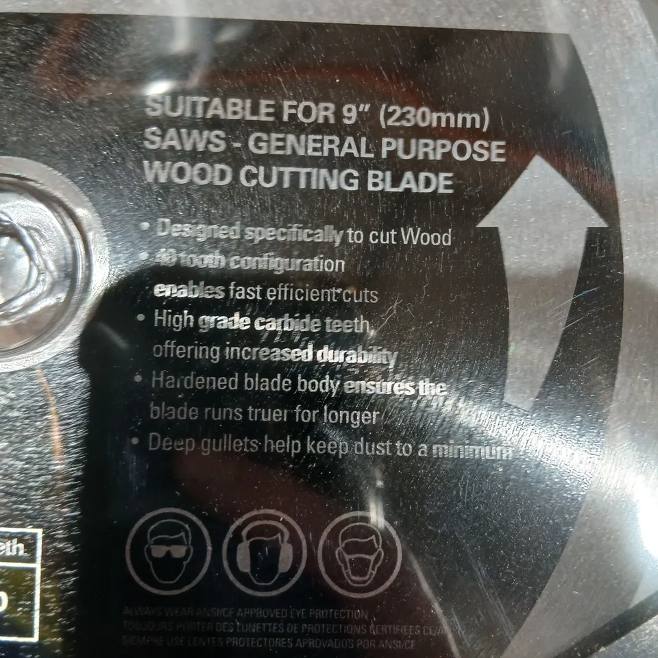 FIVE BRAND NEW EVOLUTION 9IN WOOD CUTTING CIRCULAR SAW BLADE, 60T, CARBIDE, SEALED IN PACKAGING