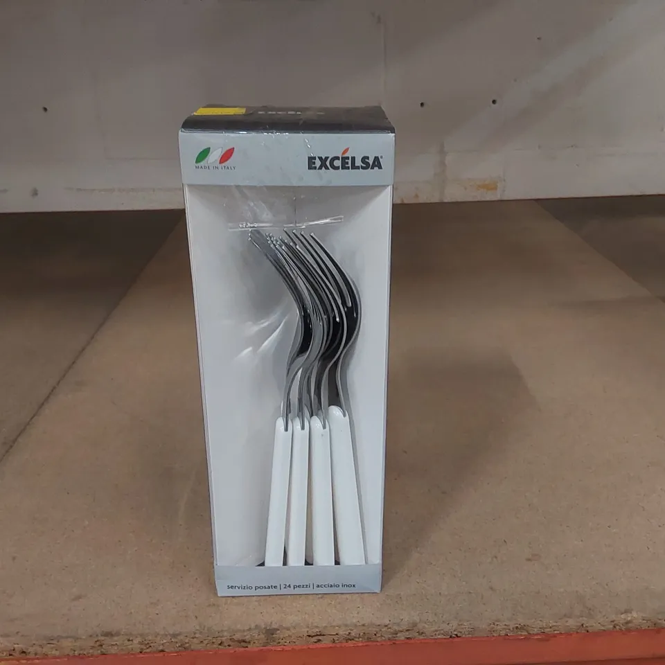 BOXED PASSIONE COLORE FASHION 24 - PIECE CUTLERY SET - WHITE 