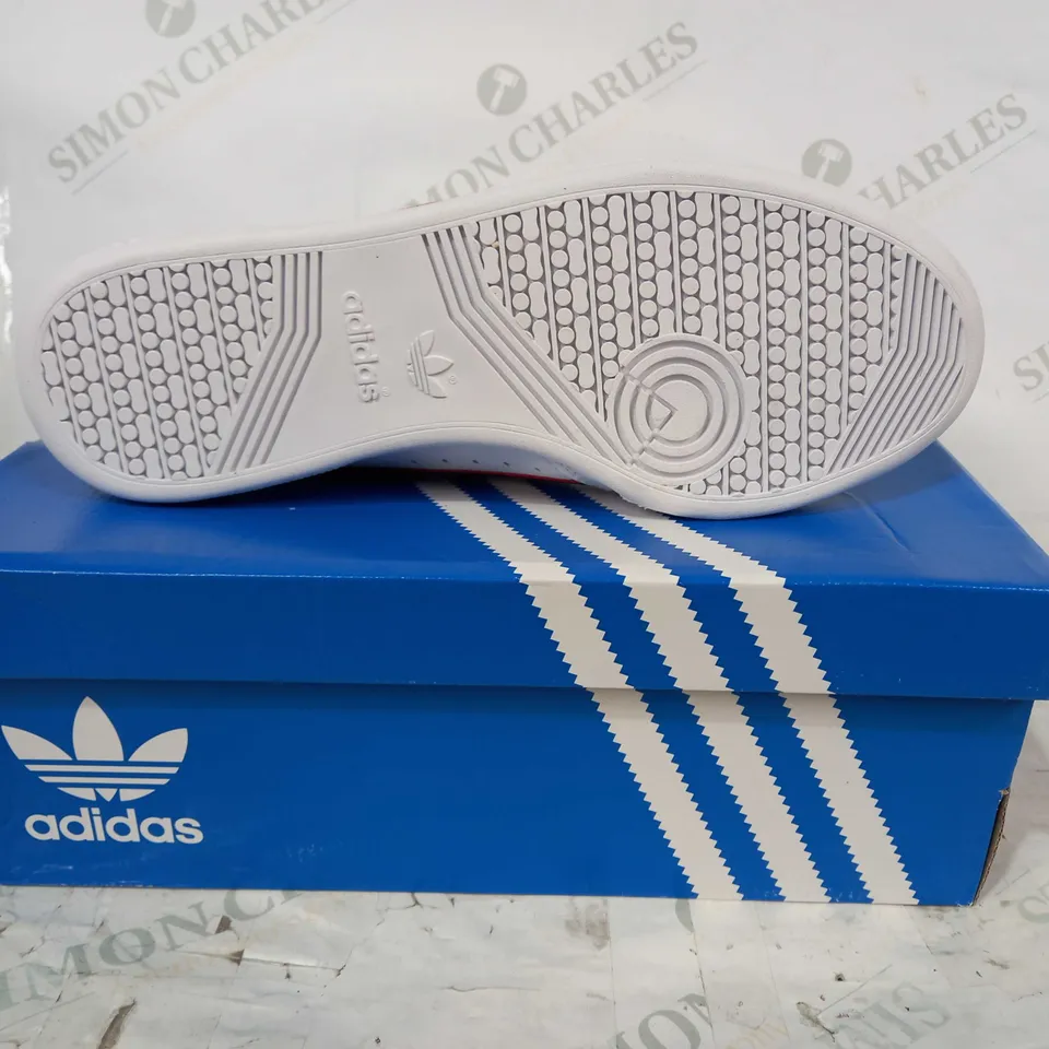 BOXED PAIR OF ADIDAS CONTINENTAL 80 SHOES IN WHITE UK SIZE 10