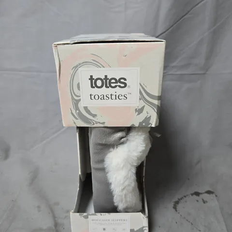 TOTES SPARKLE MOCCASIN SLIPPERS - GREY