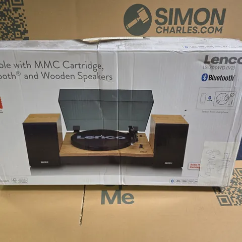 BOXED LENCO TURNTABLE WITH BLUETOOTH AND SPEAKERS - LS-300WD V2