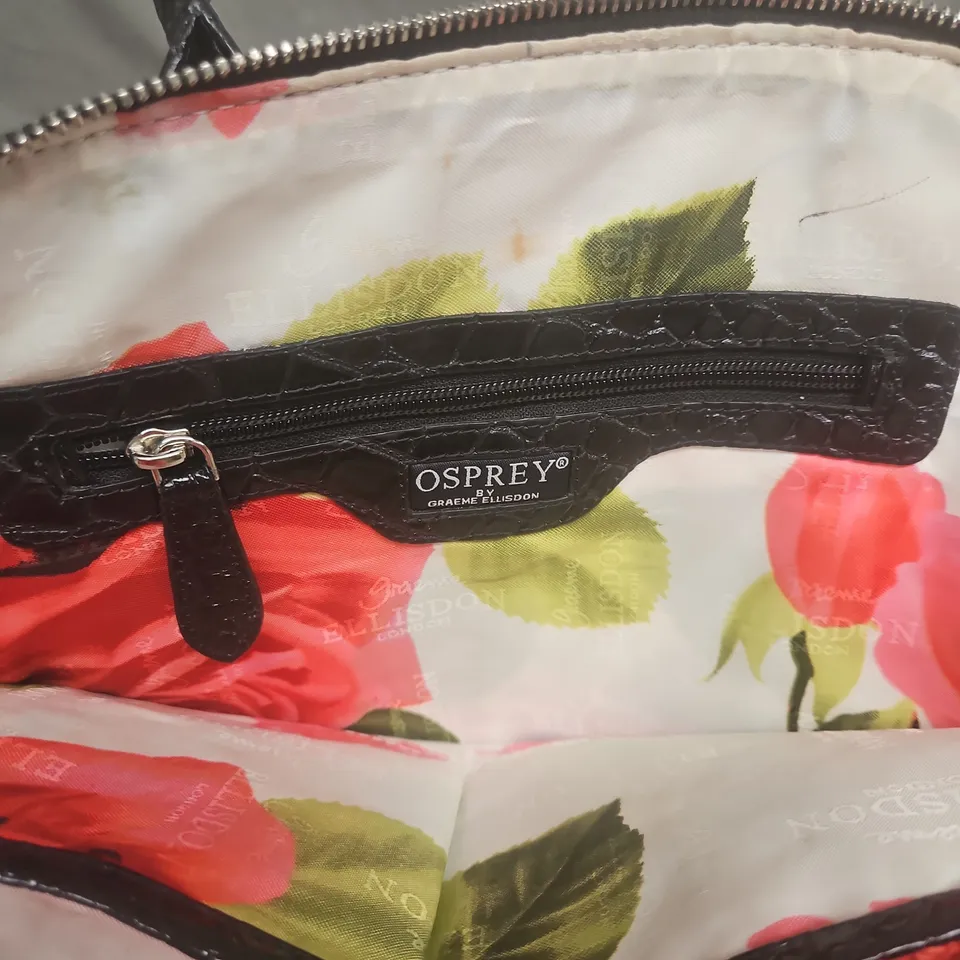 OSPREY LONDON CROC-EFFECT HANDBAG - BLACK