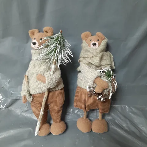 SET 2 BEARS IN JUMPERS CHRISTMAS DECORATIONS
