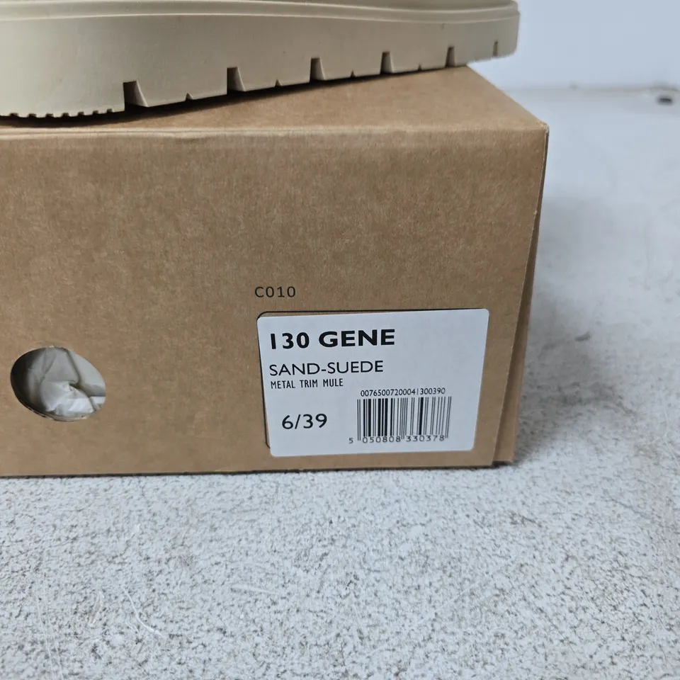 DUNE LONDON SAND-SUEDE METAL TRIM MULE – UK 6 (EU 39)