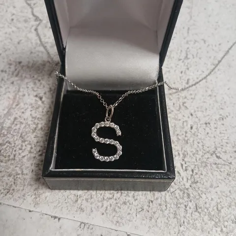 DIAMONIQUE 0.2CT INITIAL LETTER PENDANT NECKLACE STERLING SILVER 