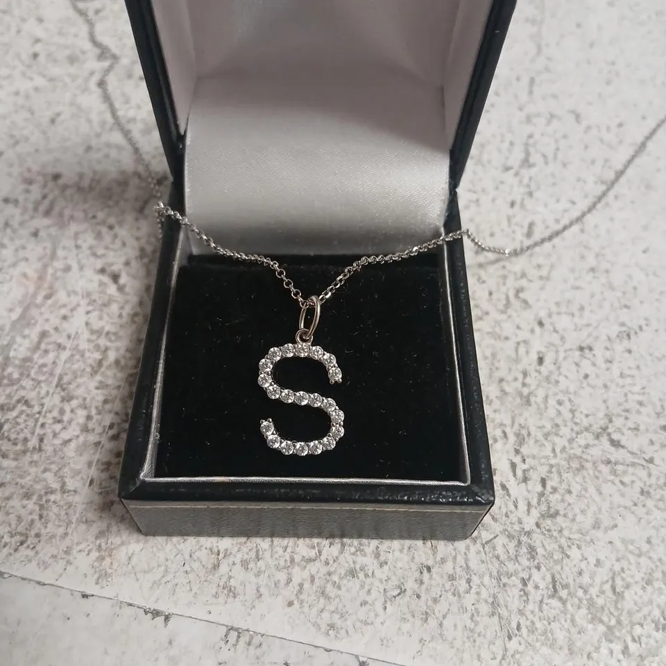 DIAMONIQUE 0.2CT INITIAL LETTER PENDANT NECKLACE STERLING SILVER