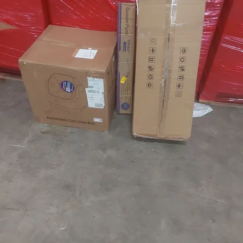 PALLET OF ASSORTED PRODUCTS AND ITEMS TO INCLUDE:AUTOMATIC CAT LITTER MIX.