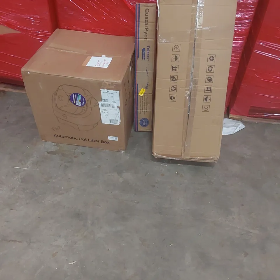 PALLET OF ASSORTED PRODUCTS AND ITEMS TO INCLUDE:AUTOMATIC CAT LITTER MIX.
