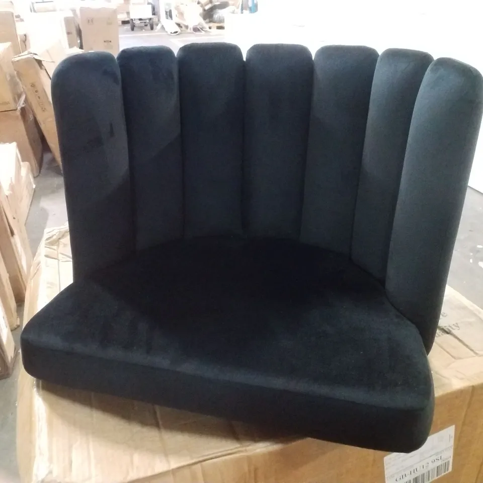 BOXED DESIGNER BLACK VELVET DINING CHAIR (1 BOX)