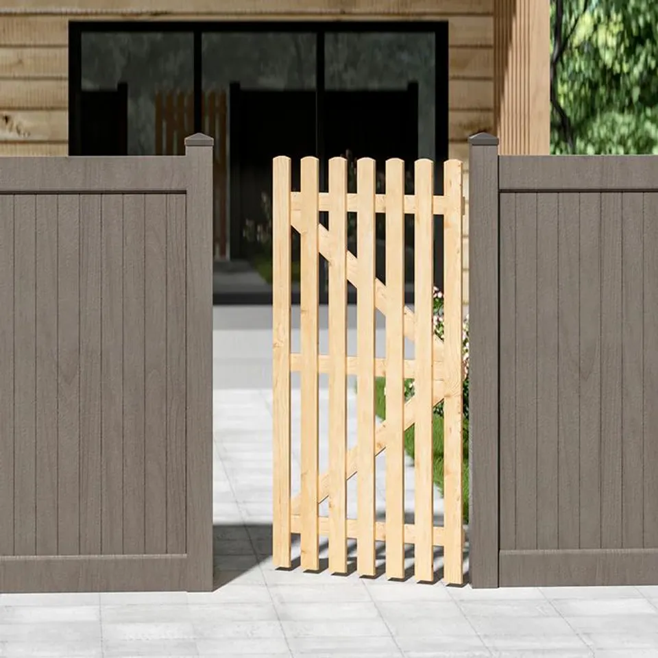 BOXED DARPHE GARDEN WOOD FENCE GATE - YELLOW 90×180CM