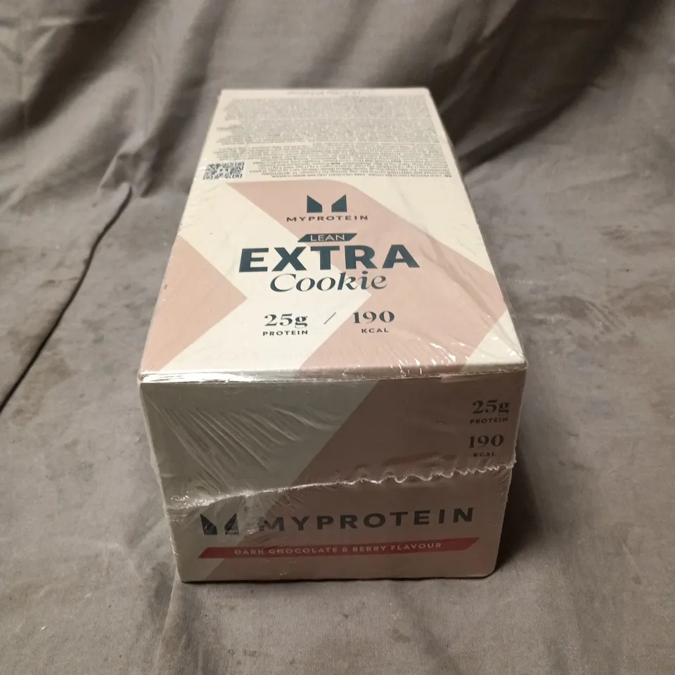 BOXED AND SEALED MYPROTEIN LEAN EXTRA COOKIES (12 IN BOX) - DARK CHOCOLATE AND BERRY FLAVOUR)