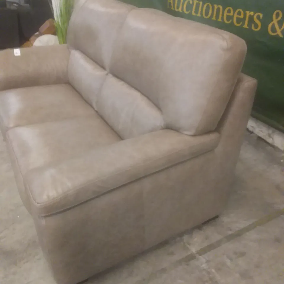 DESIGNER ITALIAN MADE VIRGILIO TAN LEATHER 2 SEATER SOFA