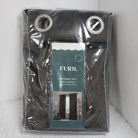 FURN THE ULTIMATE VELVET BLACKOUT EYELET CURTAINS CHOCOLATE - 168X229CM