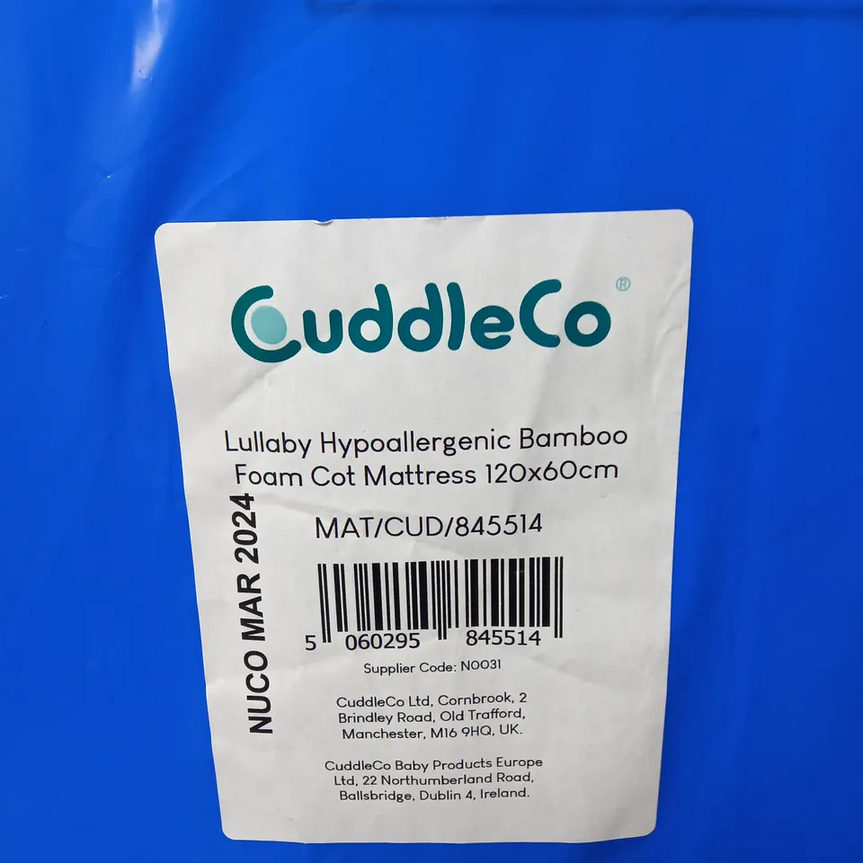LULLABY HYPO ALLERGENIC BAMBOO FOAM COT MATTRESS 120-60CM RRP £44.99