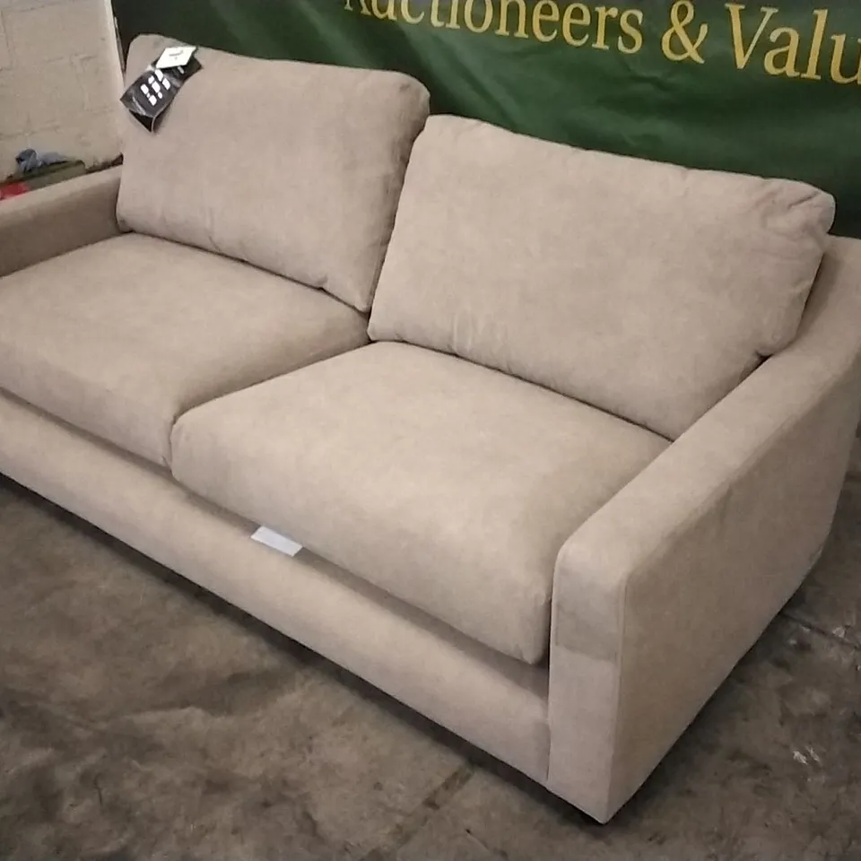 QUALITY DESIGNER LOUNGE CO 3 SEATER SOFA IN MINK SUEDE