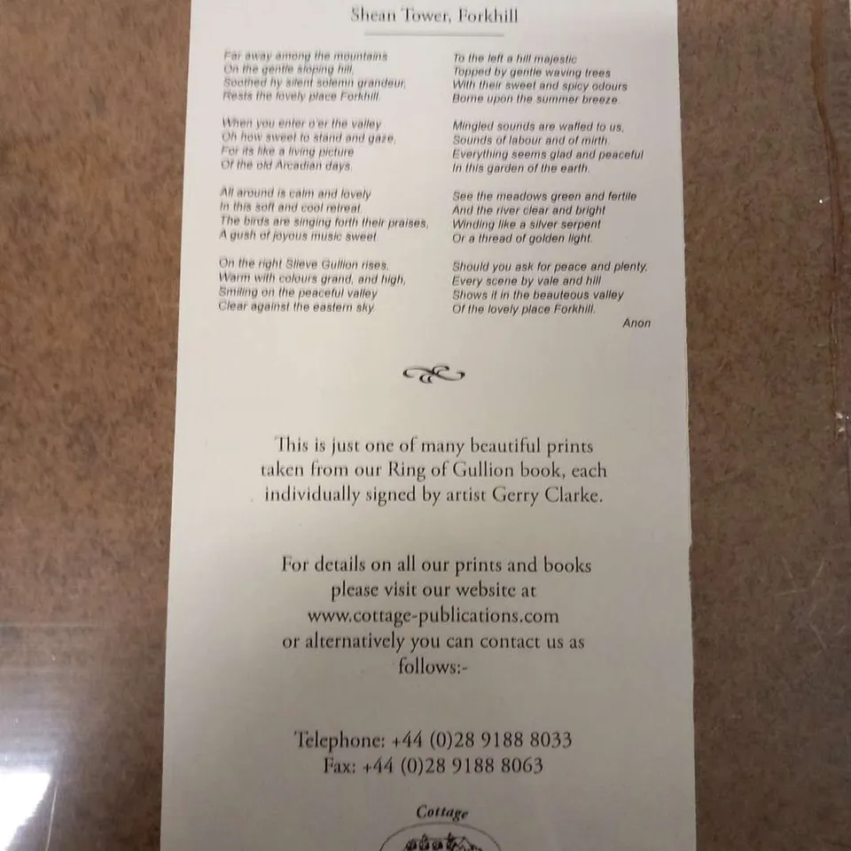 MOUNTED THE RING OF GULLION SHEAN TOWER, FORKHILL GERRY CLARKE SIGNED PRINT