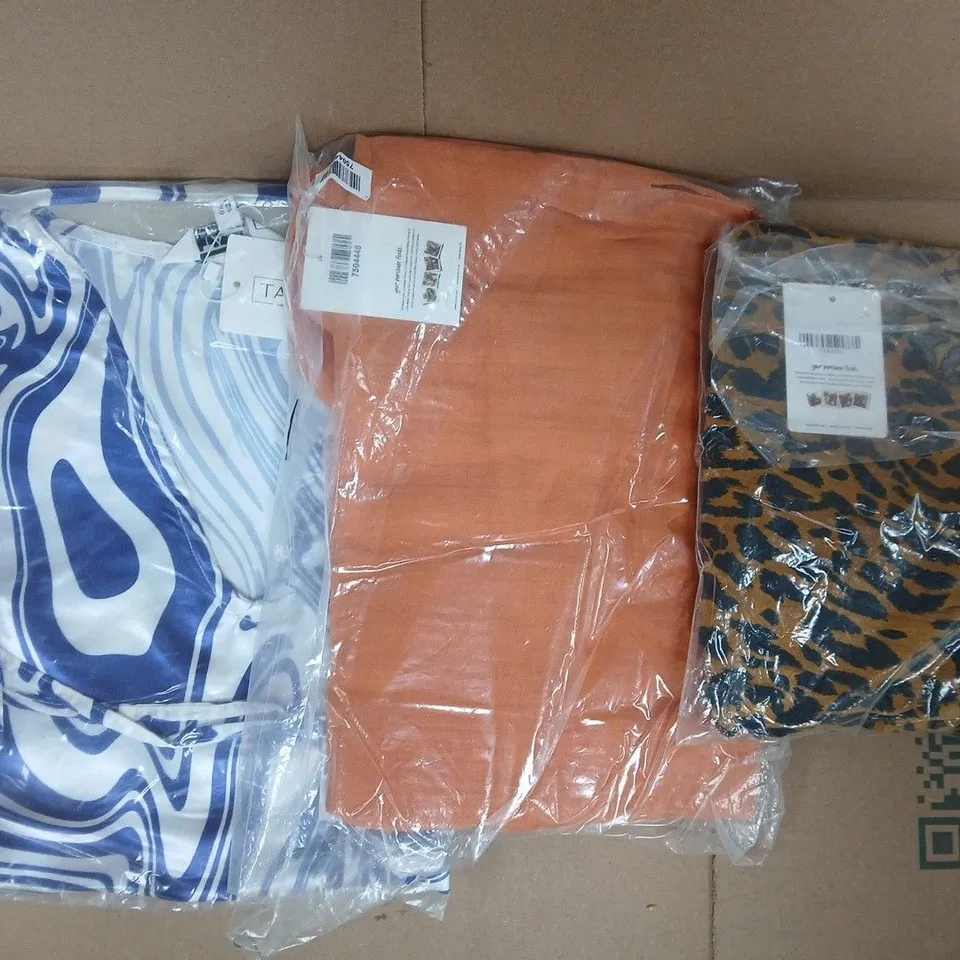 BOX OF APPROXIMATELY 20 ASSORTED CLOTHING ITEMS IN VARIOUS COLOURS, STYLES, AND SIZES - COLLECTION ONLY