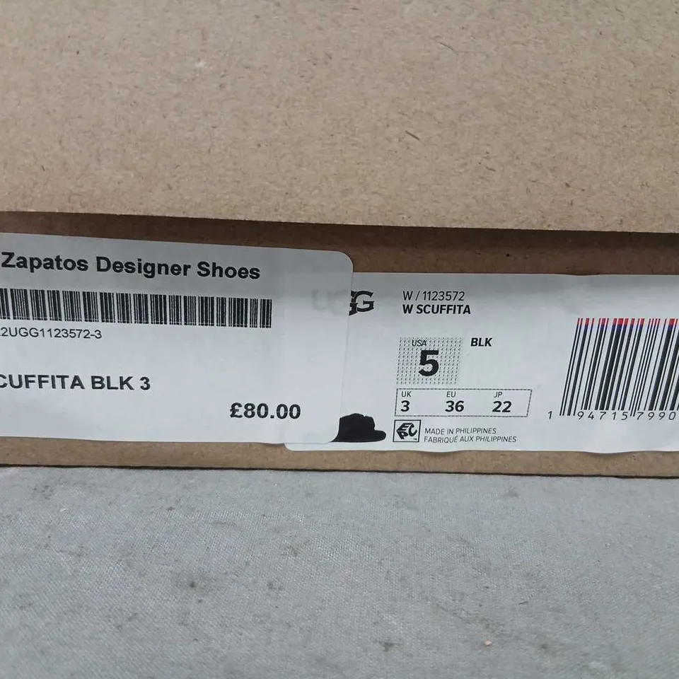 UGG SCUFFITA BLACK FAUX-FUR SLIPPERS – UK 3 (EU 36)
