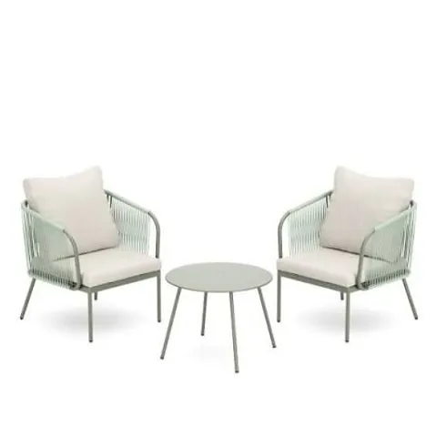 GARDEN STORIES ROPE 2 CHAIRS & TABLE BISTRO SET