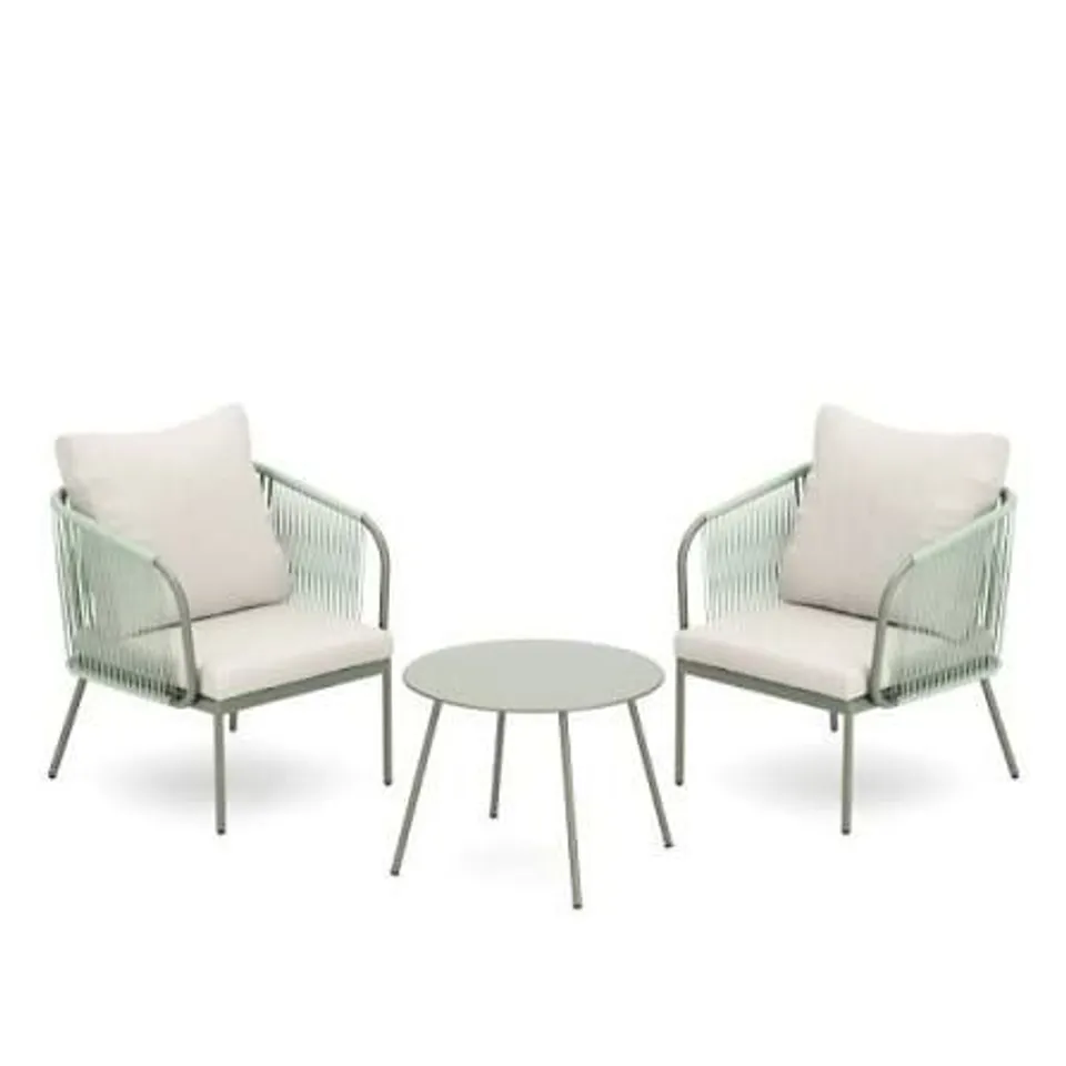 GARDEN STORIES ROPE 2 CHAIRS & TABLE BISTRO SET