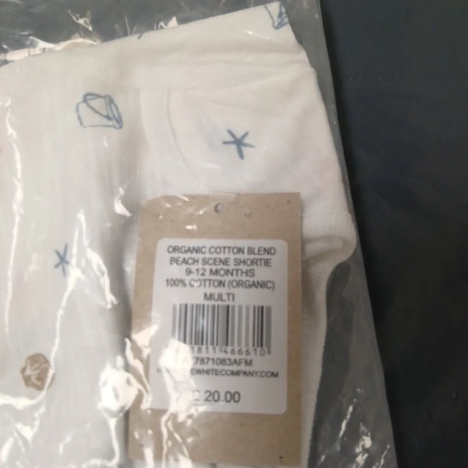 THE LITTLE WHITE COMPANY BABY BEACH SCENE SHORTIE – ORGANIC COTTON BLEND, 9–12 MONTHS