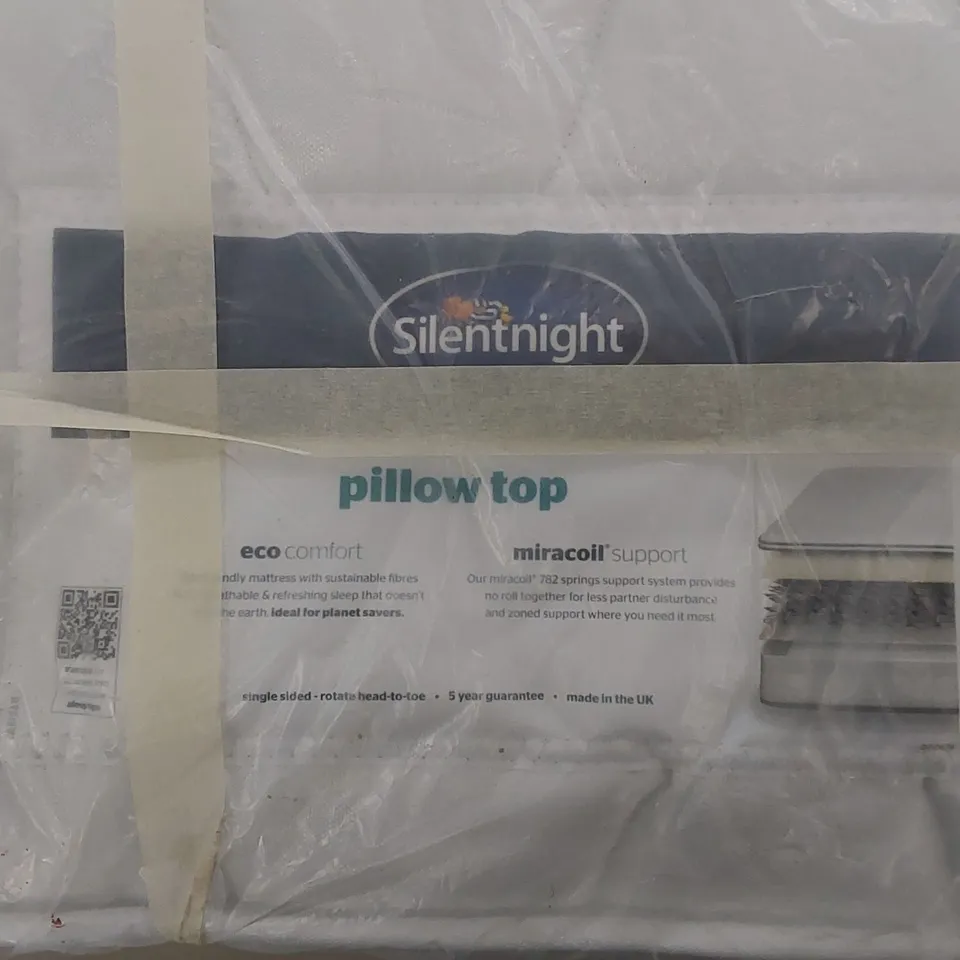 BAGGED SILENTNIGHT 5FT KING SIZED PILLOWTOP ECO COMFORT MIRACOIL SUPPORT MATTRESS 