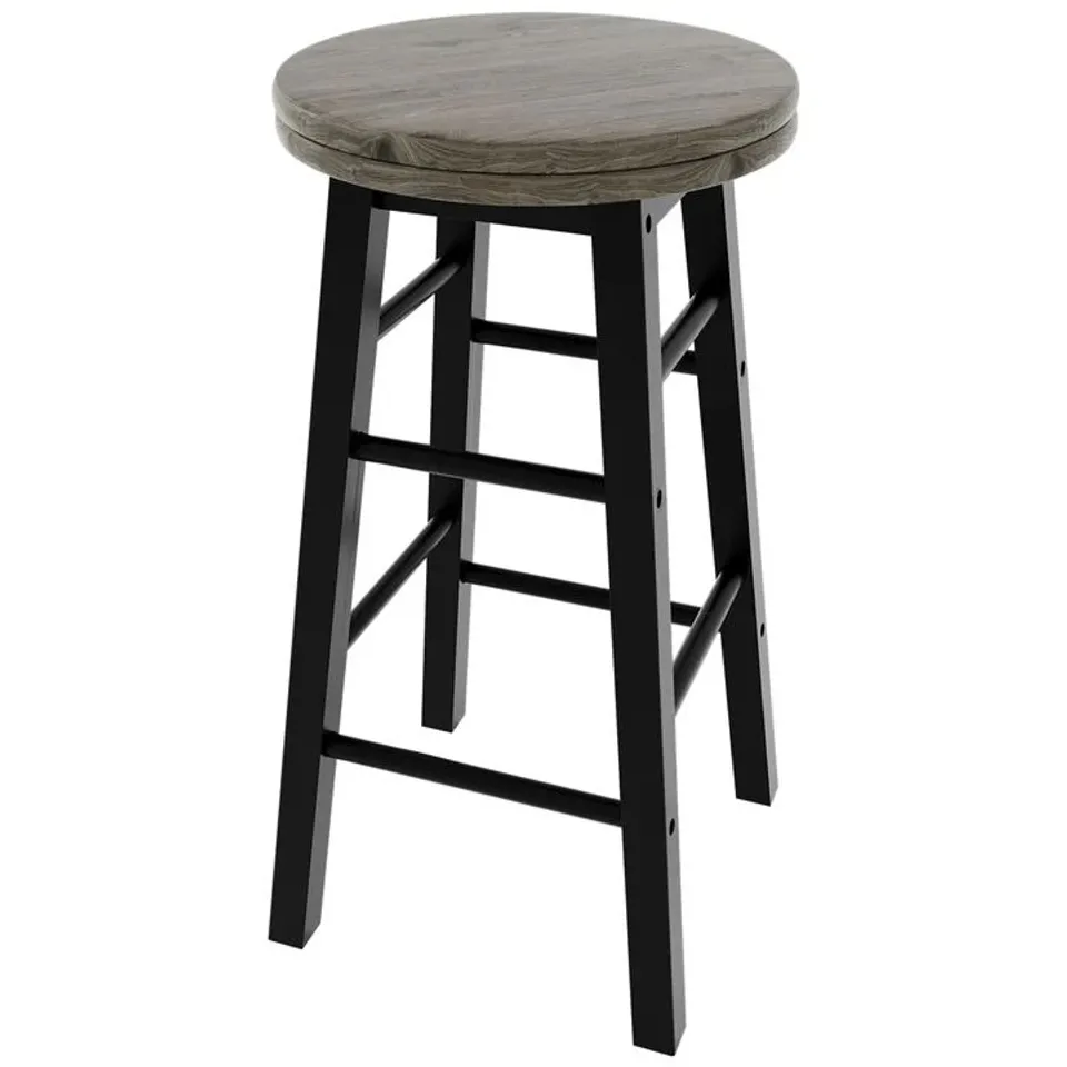 BOXED LASSIC CHEF VIDA WOODEN REVOLVING BAR STOOL - BLACK
