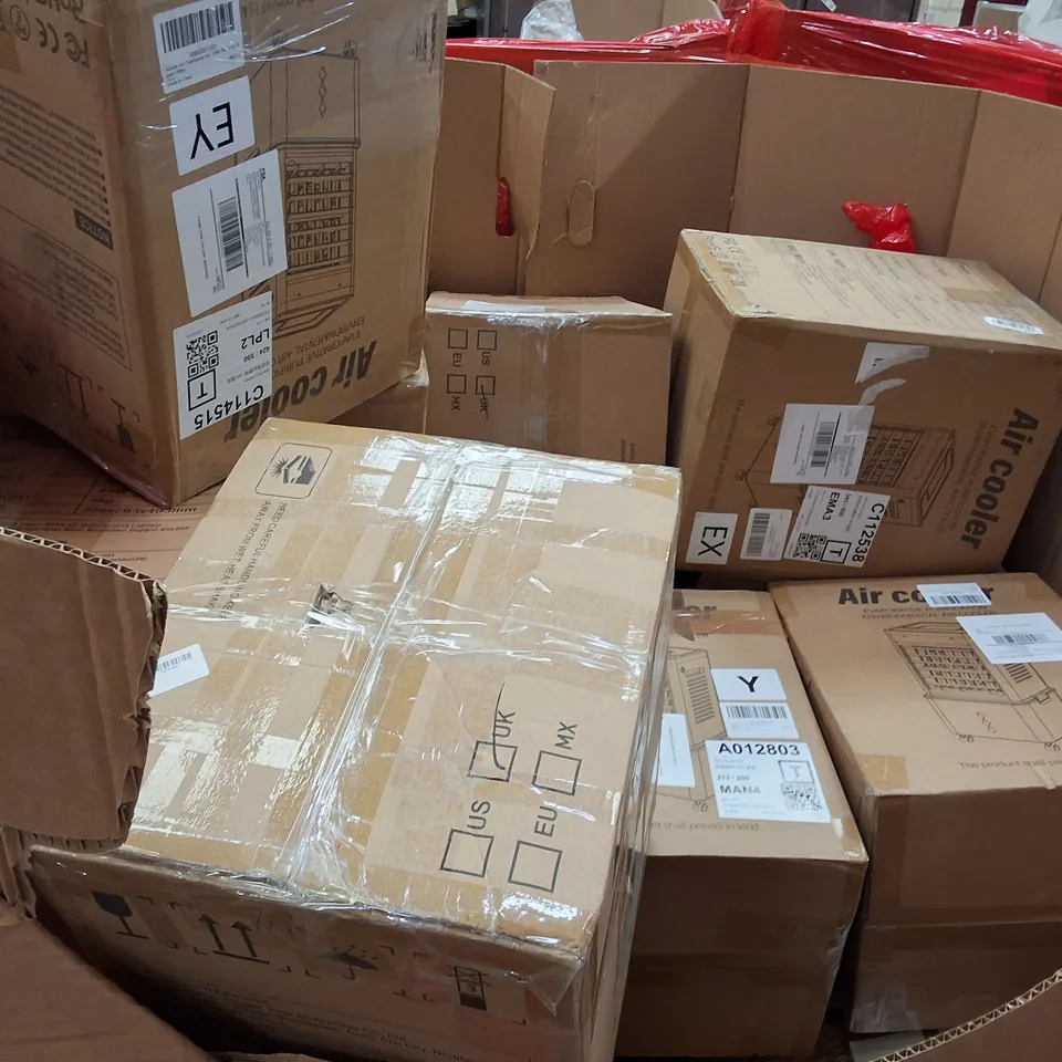 PALLET TO CONTAIN A LARGE QUANTITY OF AIR COOLERS AND OTHER ASSORTED HOUSEHOLD ITEMS