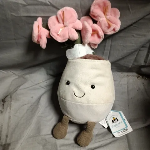JELLYCAT PLUSH FLOWER POT TOY WITH PINK FLOWERS 