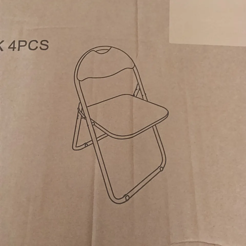 BOXED SET OF 4 FOLDABLE CHAIRS - BLACK (1 BOX)