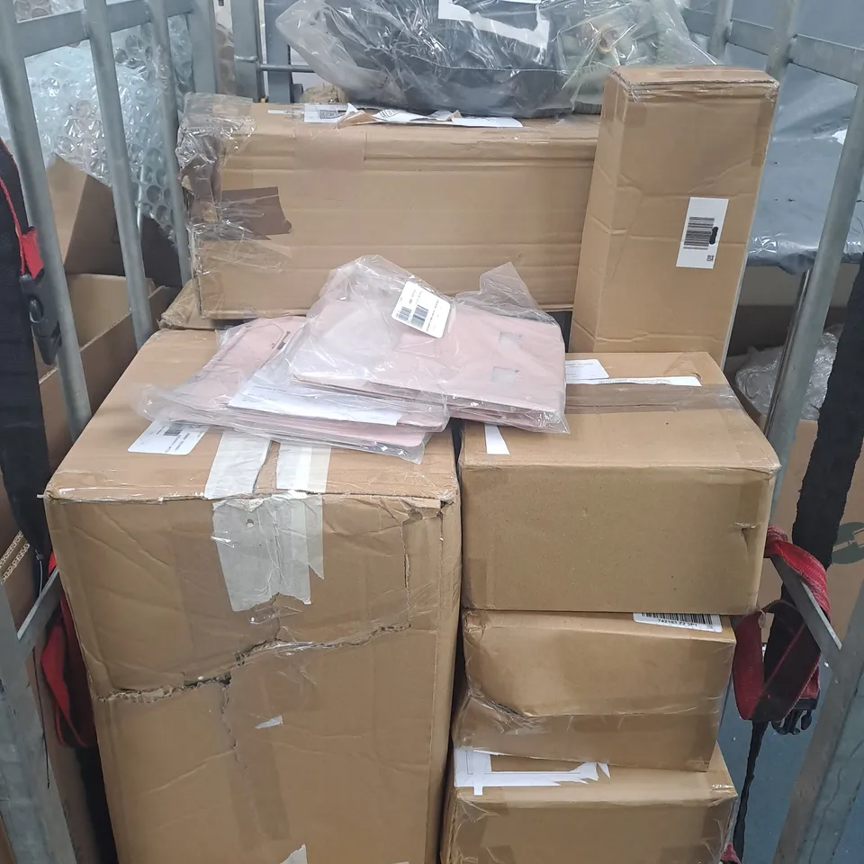 CAGE OF APPROXIMATELY 10 ASSORTED HOUSEHOLD ITEMS TO INCLUDE EXTENDABLE HOSE, TABLET & BOOK HOLDERS, ETC