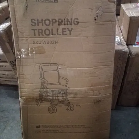 BOXED LIVING AND HOME SHOPPING TROLLEY - BROWN