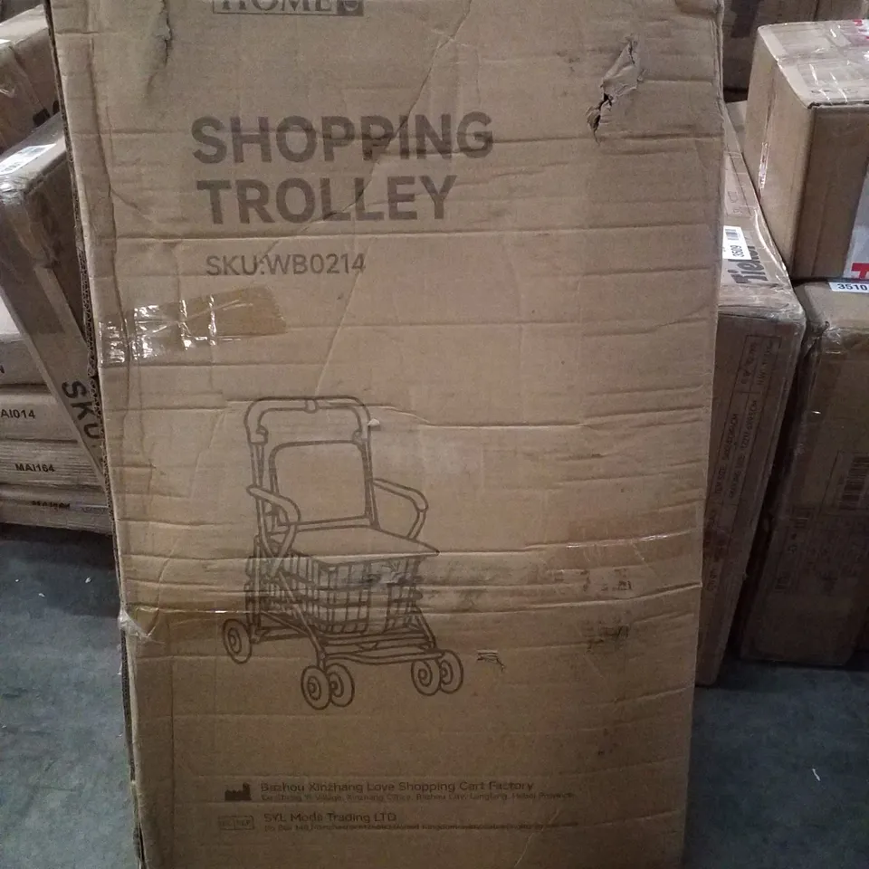 BOXED LIVING AND HOME SHOPPING TROLLEY - BROWN